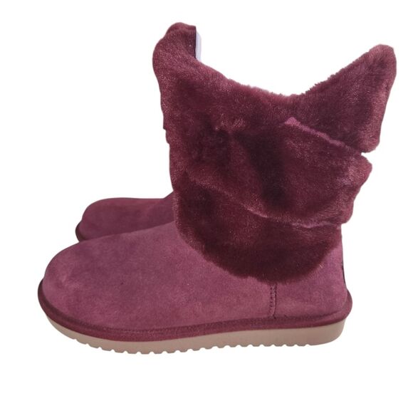 Koolaburra by UGG NIB Suede Faux Fur Short Boots - Dezi Zinfandel Size 7 - Picture 3 of 7